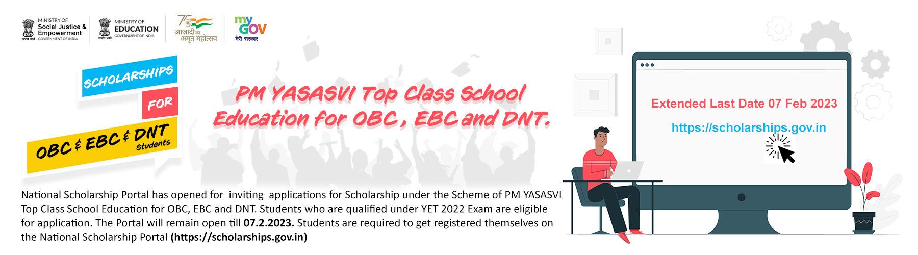 PM YASASVI Top Class School  Education for OBC , EBC and DNT.